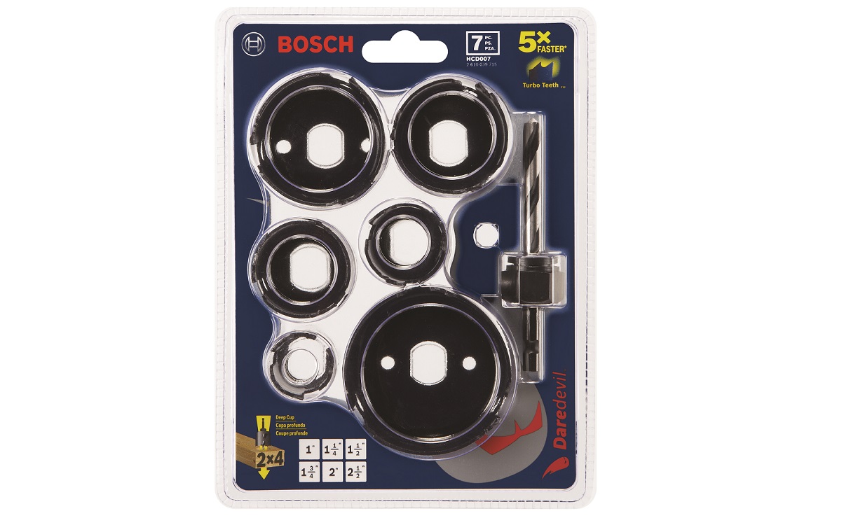 Packaged wood hole saw set by Bosch