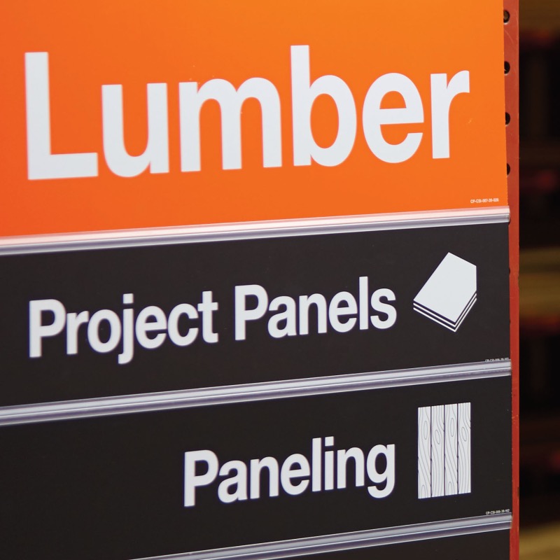Lumber aisle sign