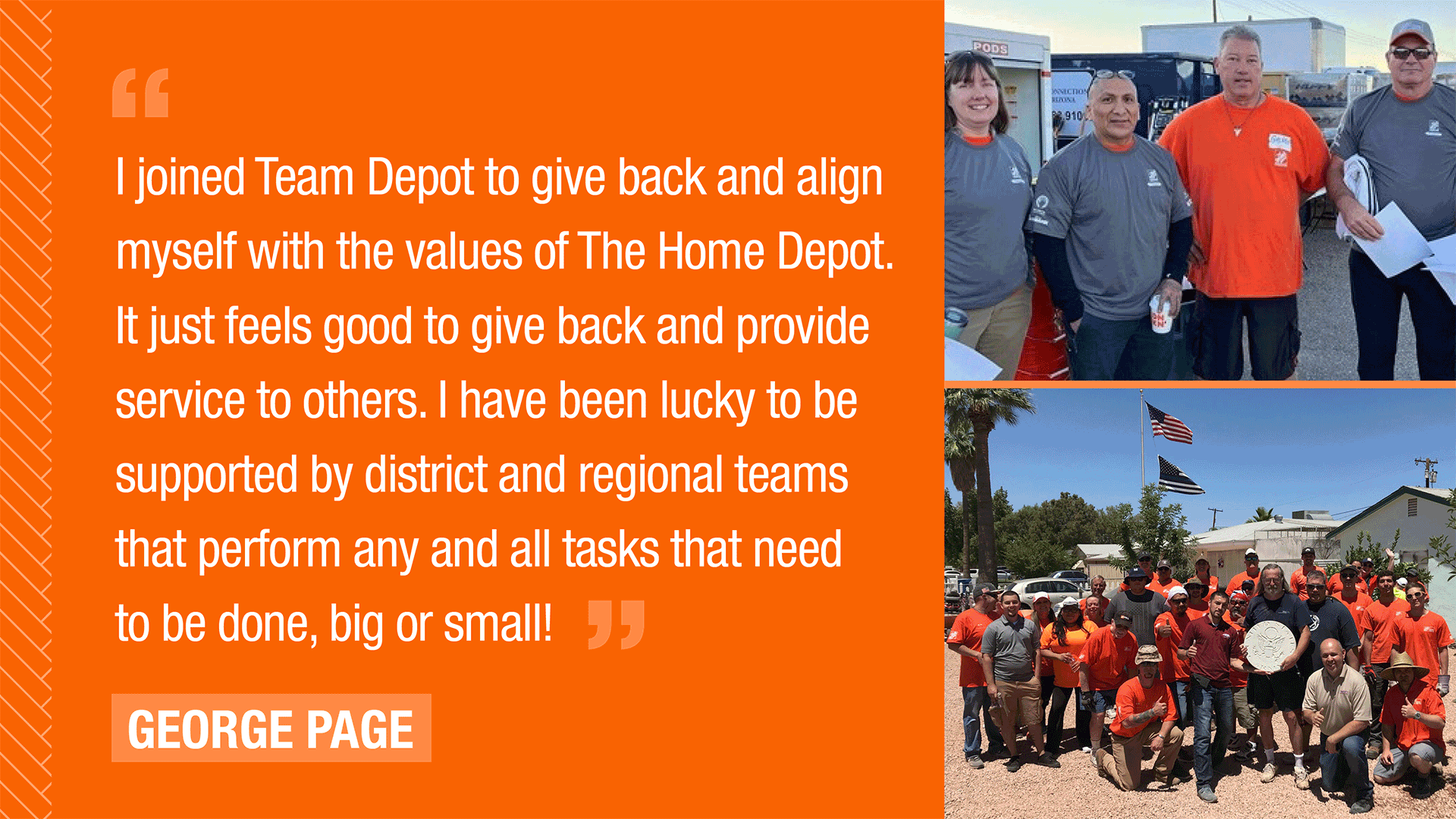 Quote from George Page with pictures of Team Depot