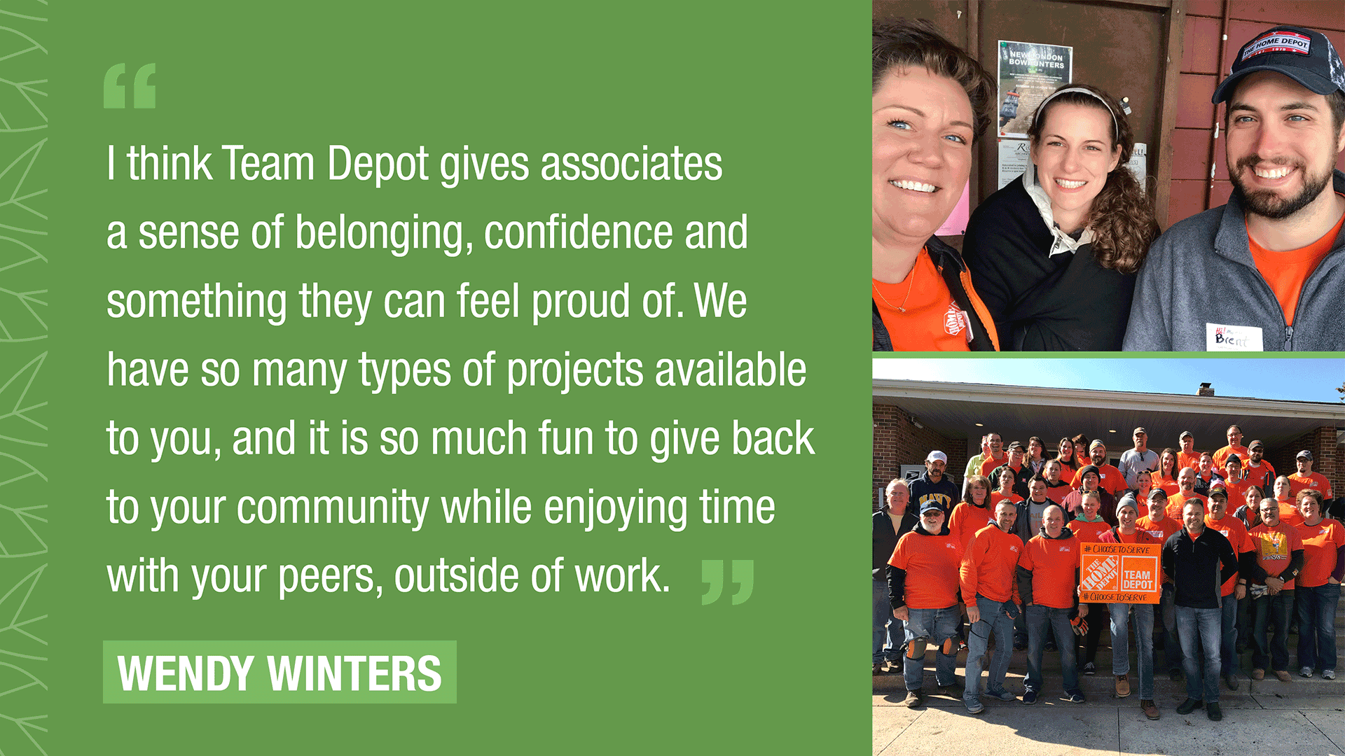 Quote from Wendy Winters with pictures of Team Depot