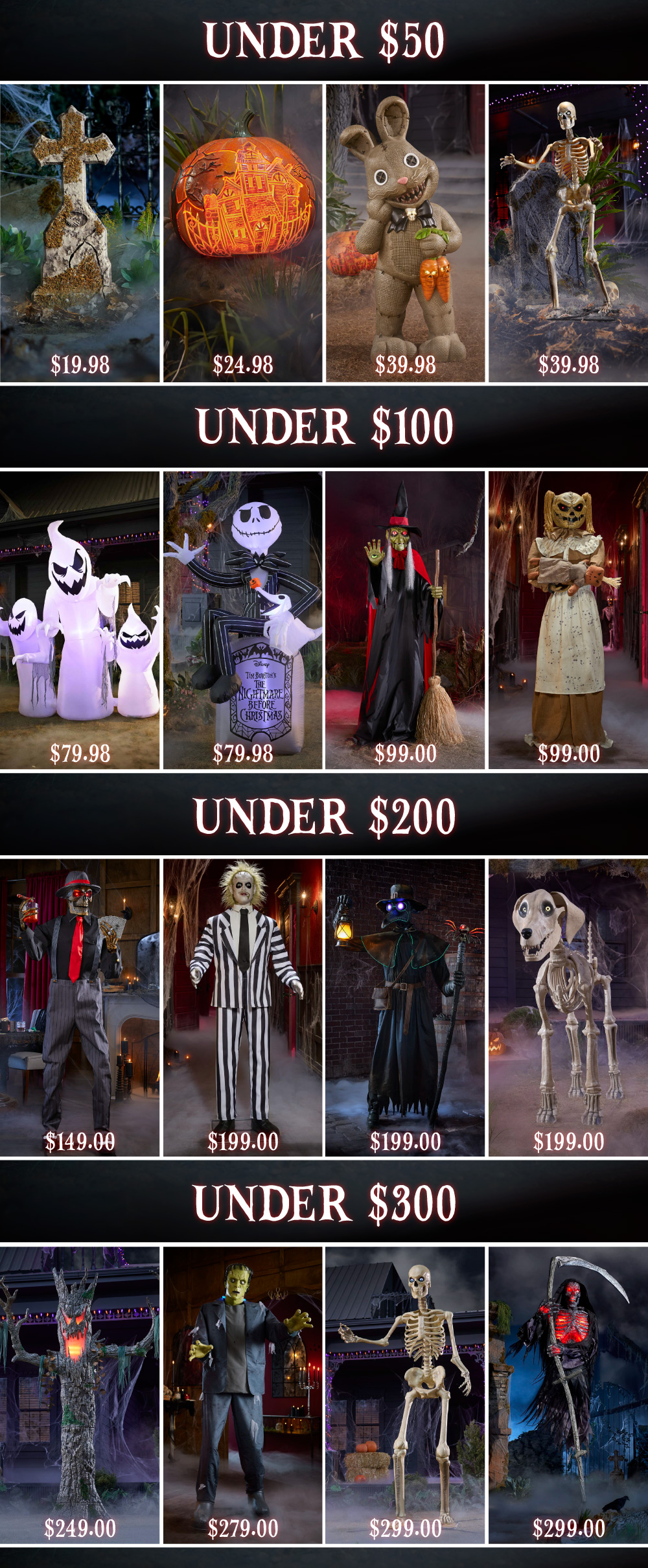 List of affordable halloween products at The Home Depot