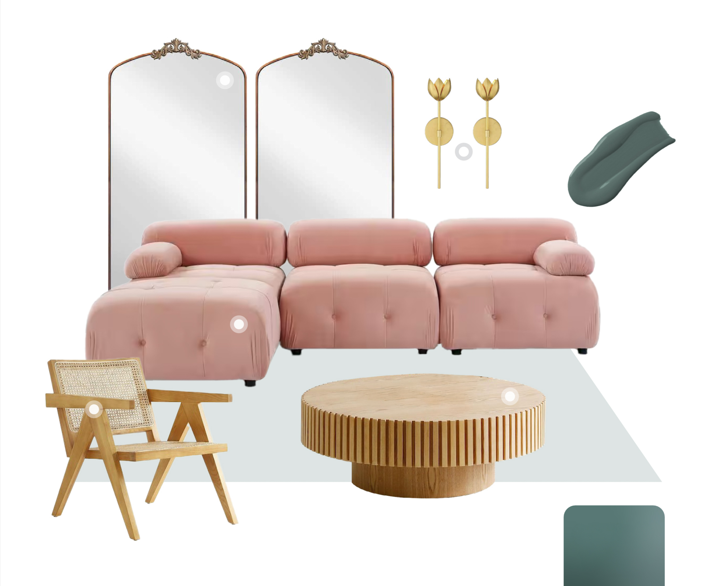 A vignette of a living room featuring the color hidden gem