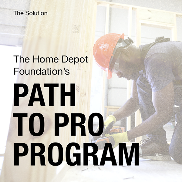 A text graphic with stats from the home depot foundation and morning consult