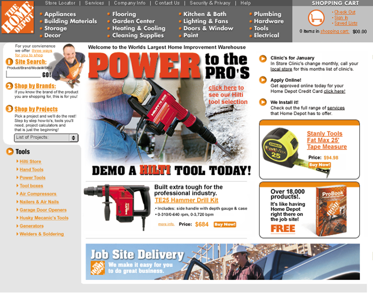 The Home Depot THROWBACK THURSDAY HOMEDEPOT COM THEN AND NOW   Home Depot Homepage 2000 