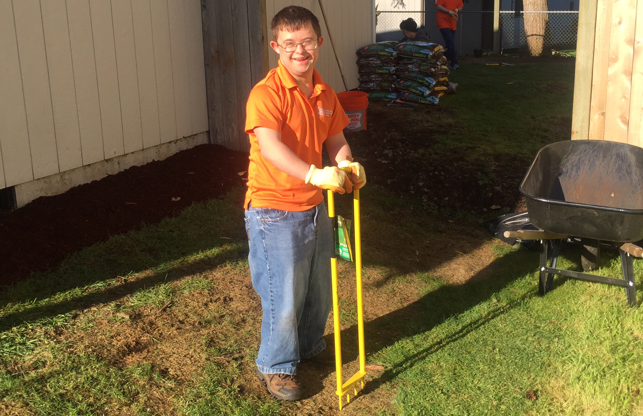 Bryson volunteering at a Team Depot project.