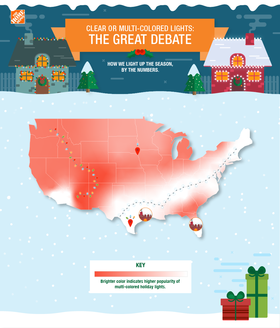 Clear vs. Multicolored lights across the US