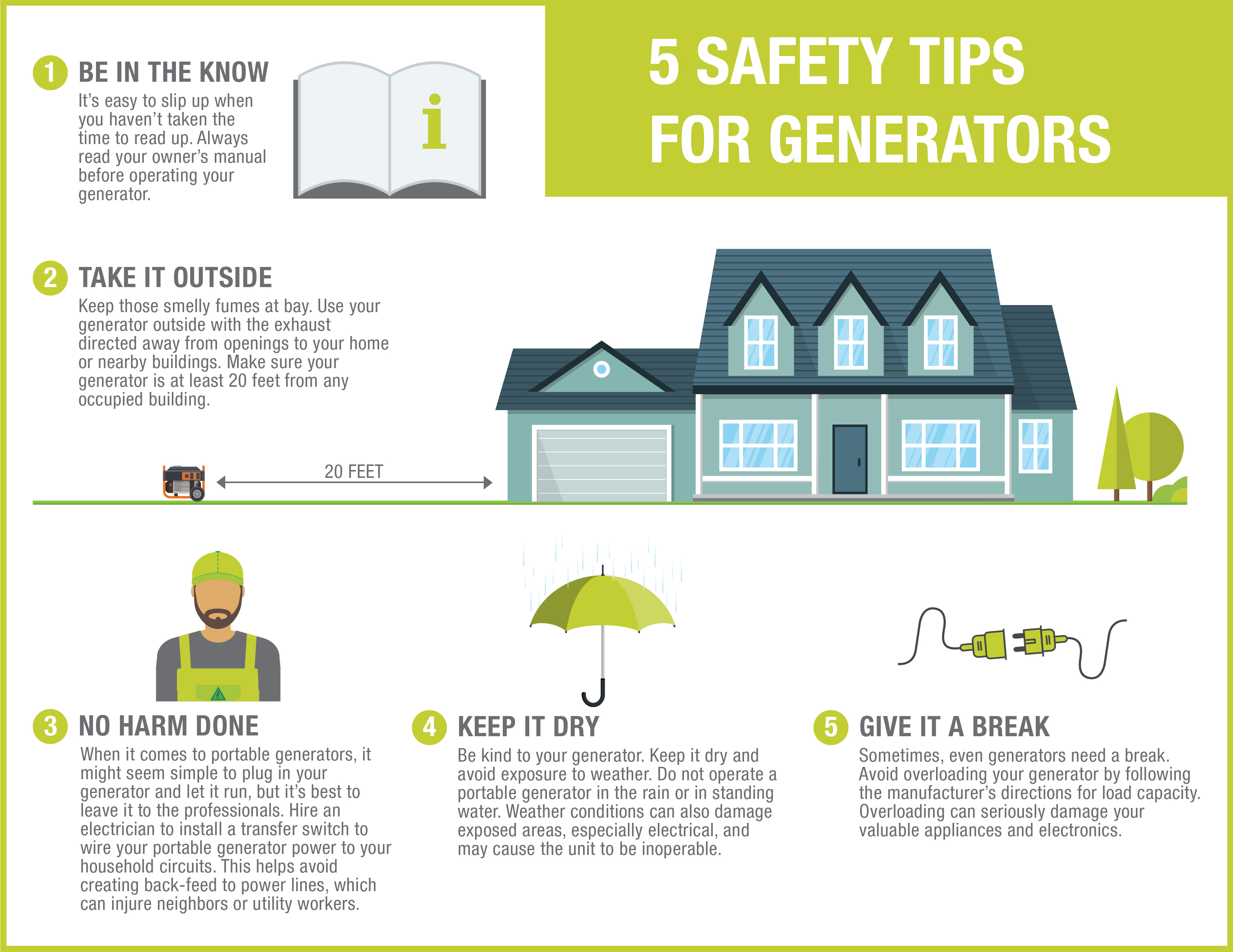 FIVE SAFETY TIPS FOR GENERATORS