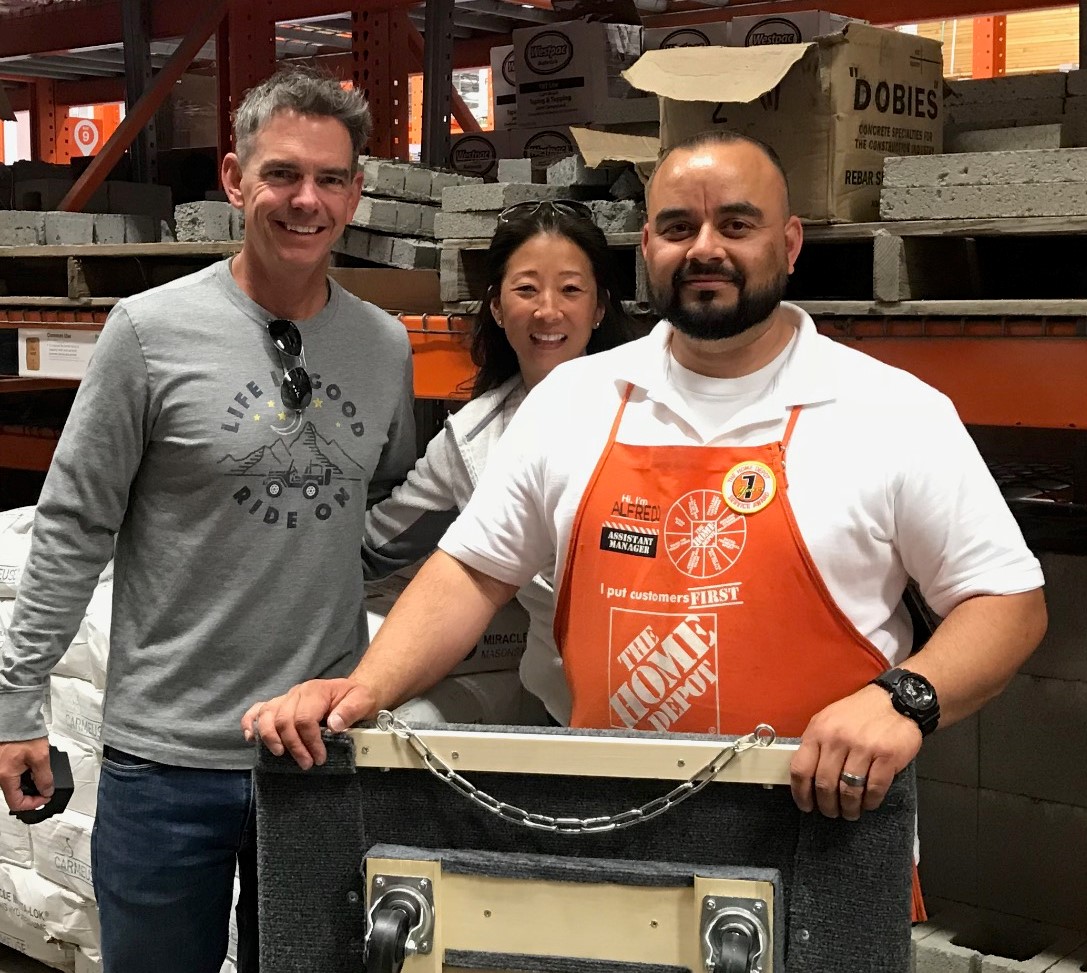 Home Depot associate builds cart for elderly dog