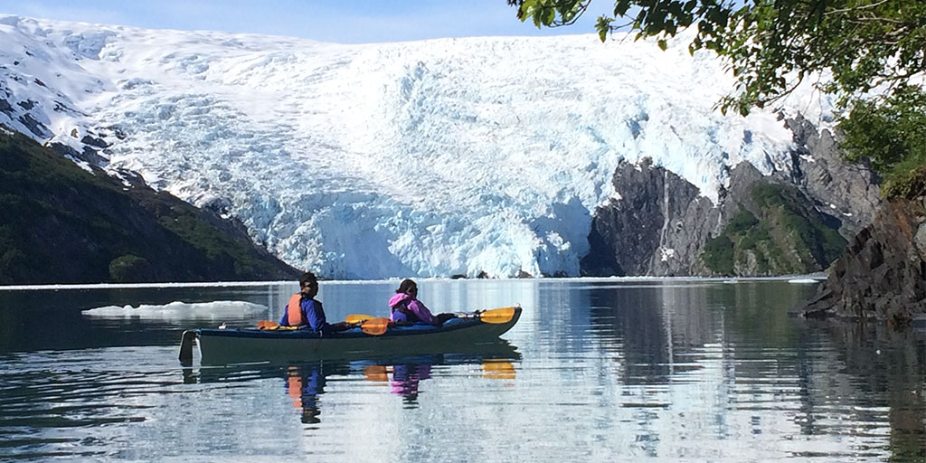 Kayak in Alaska mountains