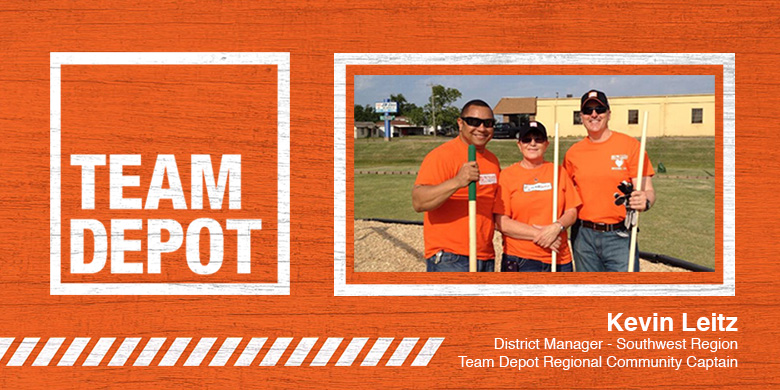 What is the Community Captains Summit? KL: The summit is all about bringing Team Depot Community Captains together to exchange ideas. We are all doing great things in the community, and it’s interesting to hear different approaches to success. When you look across the room, see such great representatives from across the country and hear about their impactful projects, it makes me excited about our leadership and all we can accomplish. What is your most memorable experience working with Team Depot? KL: I helped renovate Main Street in Moore, Okla. a year after the area was devastated by tornadoes. Seeing the impact of a disaster like that in a small community, even a year later, was impactful. You could feel how close to home it hit for associates, store managers and community members. They are affected by the disaster, but also a huge part of the ongoing rebuilding effort. What inspired you to join Team Depot? KL: Once I did my first Team Depot project I was hooked. When you drive away from a completed project and realize the difference you’ve made, it’s amazing. I’ve always encouraged my region to get involved. Not only is giving back a core value of mine, but it’s a core value of the company. I believe every orange-blooded associate is truly committed to giving back, being a part of the community and trying to make a difference.