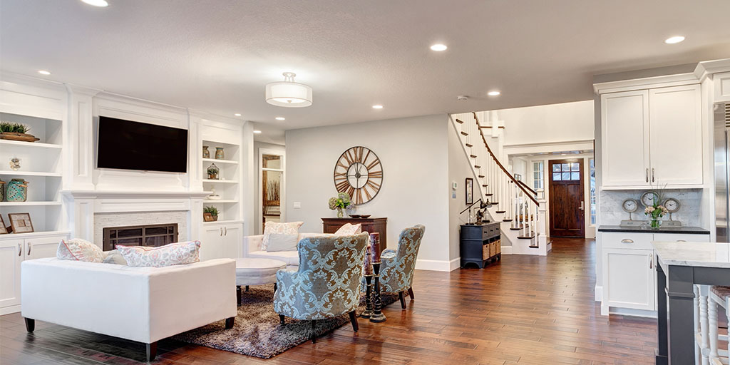 well-lit living room