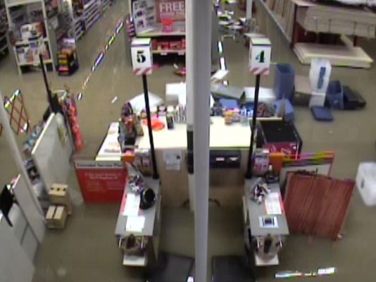 Surveillance footage of the flooded Denham Springs store