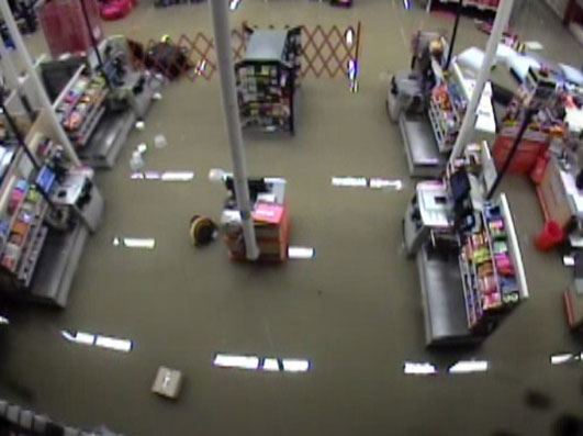 Surveillance footage of the flooded Denham Springs store