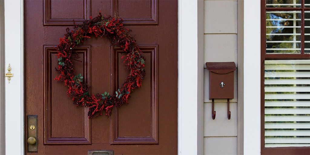 Berry wreath on door