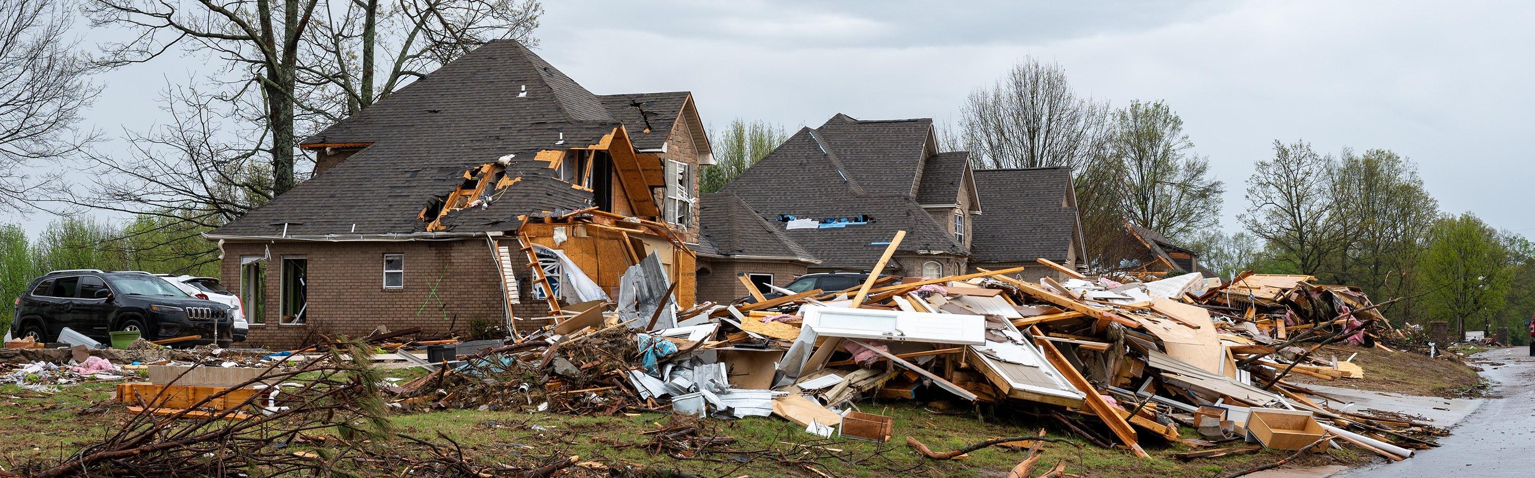 Picture of damaged house due to tornado