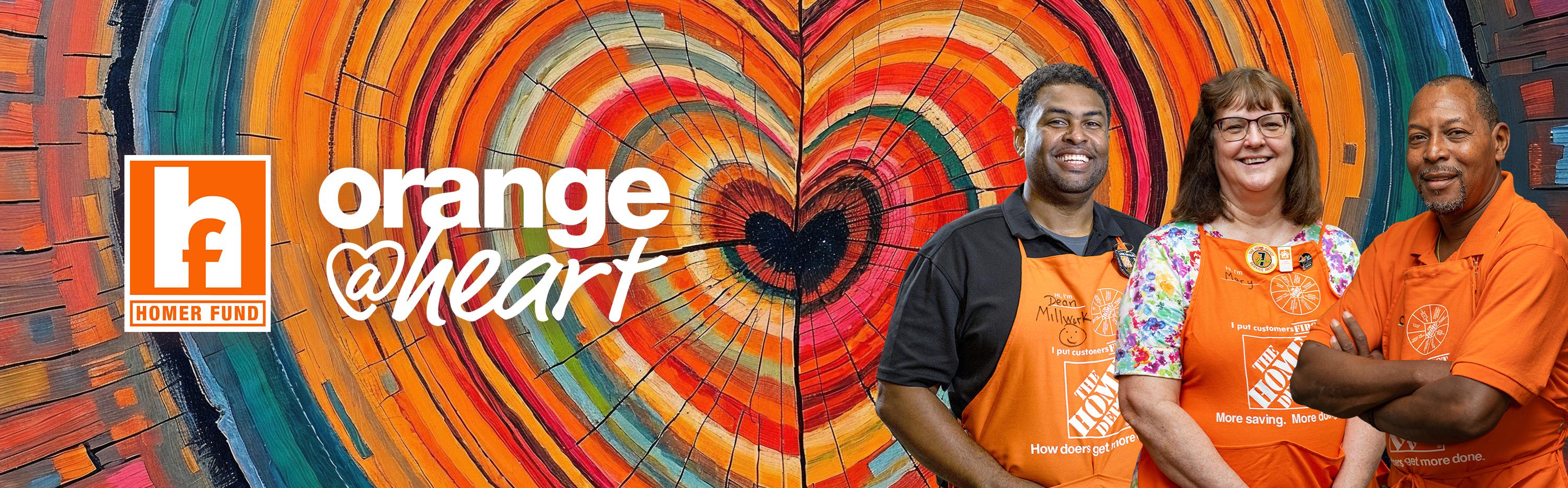 Orange At Heart graphics featuring associates