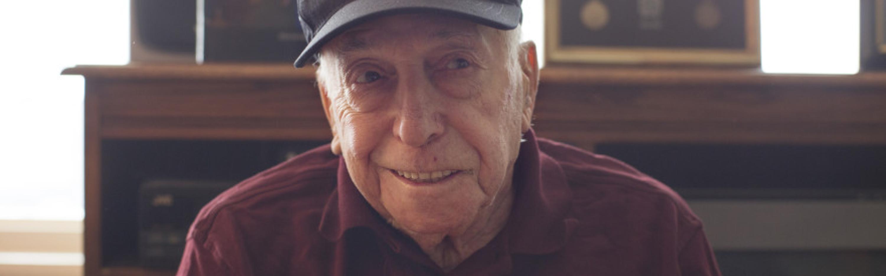 Veteran wearing World War II hat