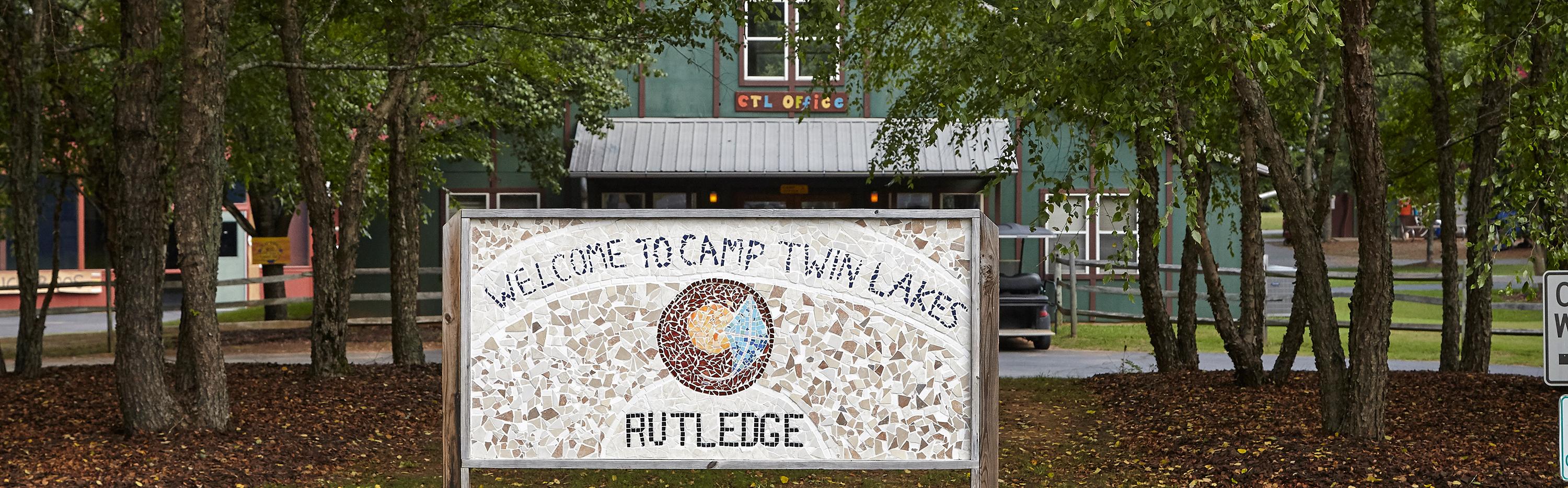 Camp Twin Lakes welcome sign