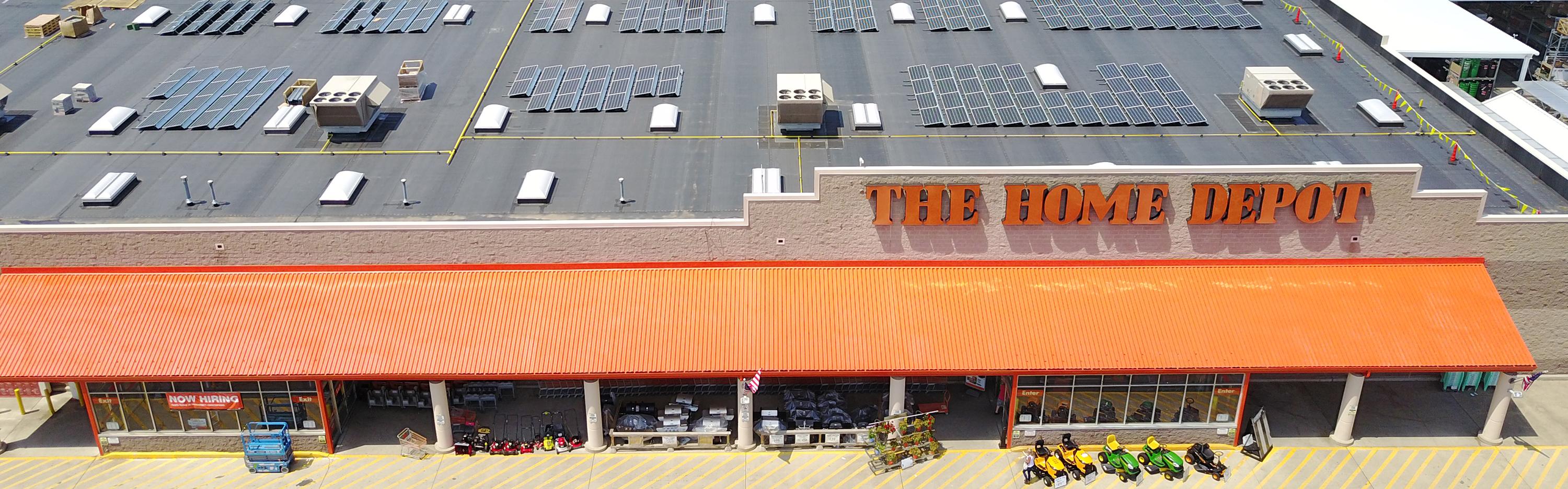 Home Depot roof filled with solar panels