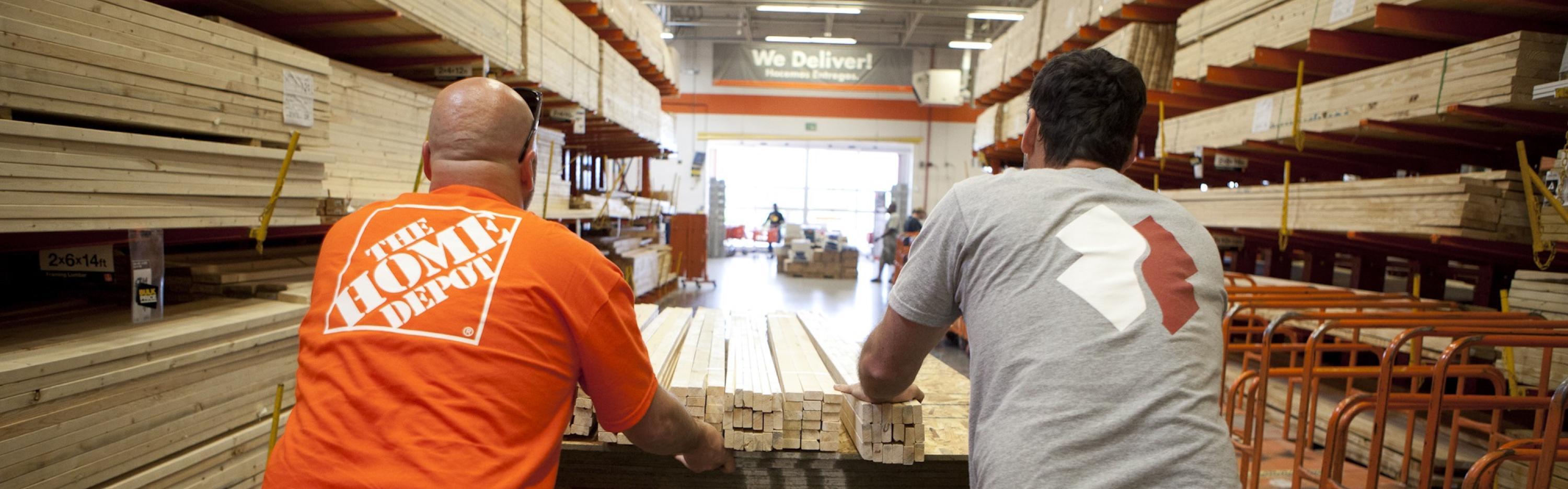Team Depot and Team Rubicon gather supplies in a Home Depot store