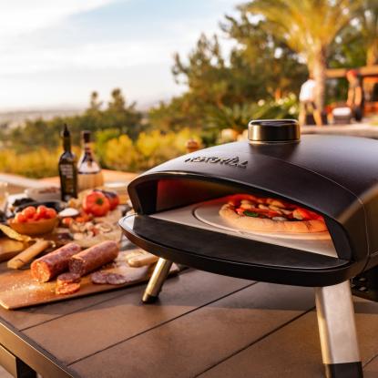 An outdoor pizza oven