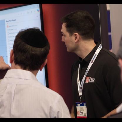 The Home Depot Associate with a Pro Customer looking at a computer screen