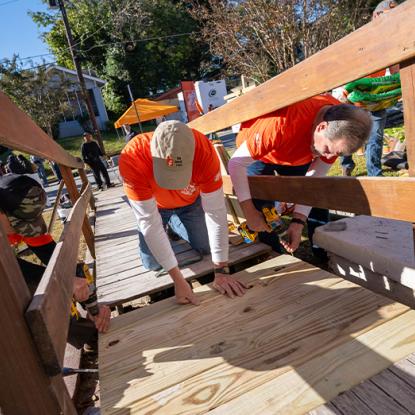 team depot volunteers building a ramp