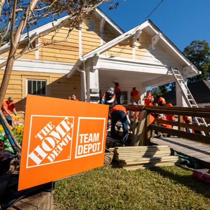 a team depot sign in front of a home