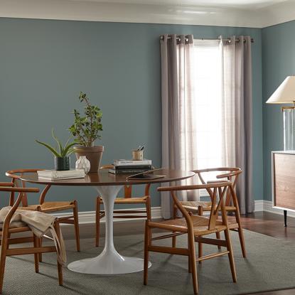 Behr color of the year painted wall in dining room
