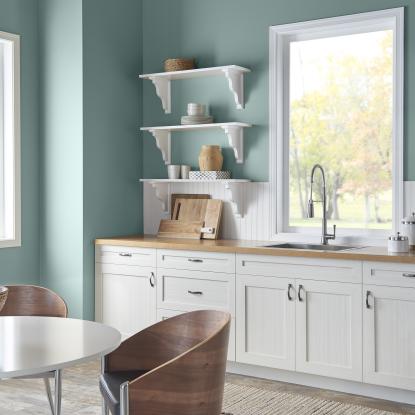 Behr color of the year painted wall in kitchen