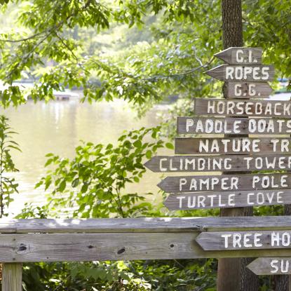 Camp Twin Lakes navigation signs