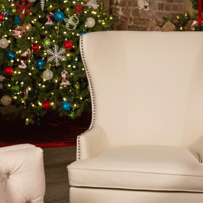 Chair with holiday pillows
