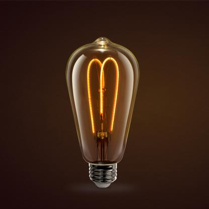 Feit glass bulb with curved filament