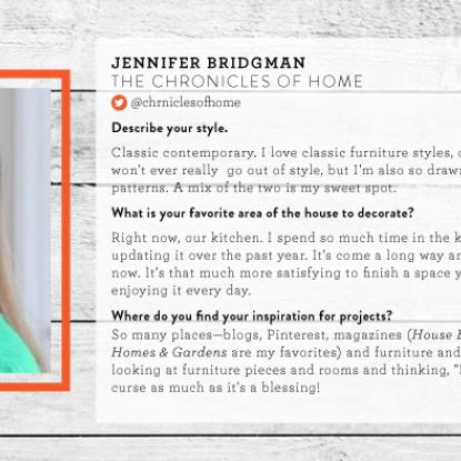 Q&A graphic with blogger Jen Bridgman about her decor inspiration