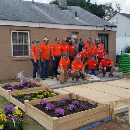 Team Depot volunteers pose for a group photo