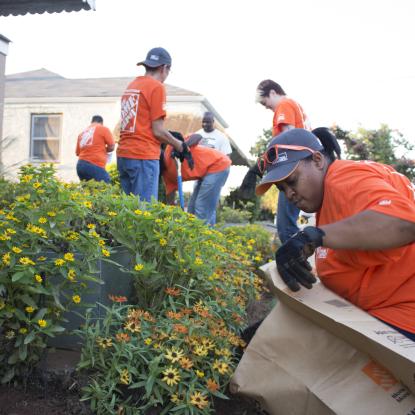 Team Depot volunteers landscaping