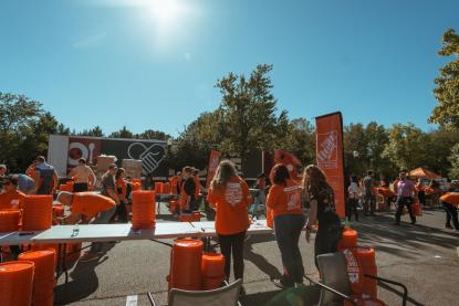 Volunteers packing Disaster Relief Buckets