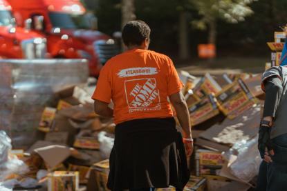 Team Depot associate readying supplies 