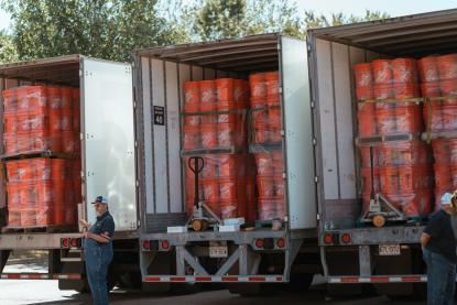 Disaster Relief Buckets on a Semi Truck