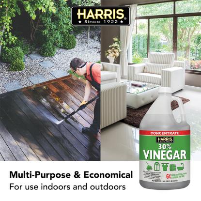 Someone using Harris vinegar to clean indoor and outdoor spaces