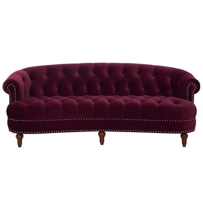 Jennifer Taylor Round Arm Velvet Curved 3 Seater Sofa