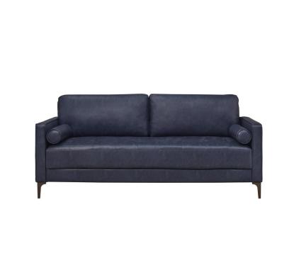 Stylewell Mid-Centruy Modern Square Arm Faux Leather Navy Sofa