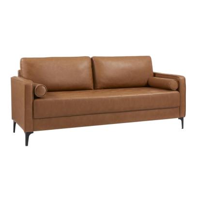 Stylewell Square Arm Faux Leather Mid-Century Modern Sofa