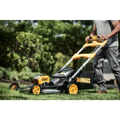 A man mowing his lawn