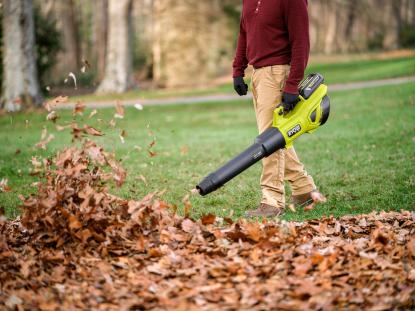 Remove Leaves From Yard with blower